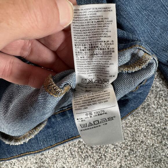 Old Navy Denim Jacket Girls XL 14 Blue Stretch Jean Trucker Button Front Pockets - Picture 9 of 12